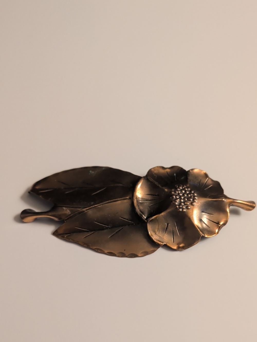 Copper Tone Pin Brooch Floral Leaf 3.25" Southwestern Cowgirl Large Statement